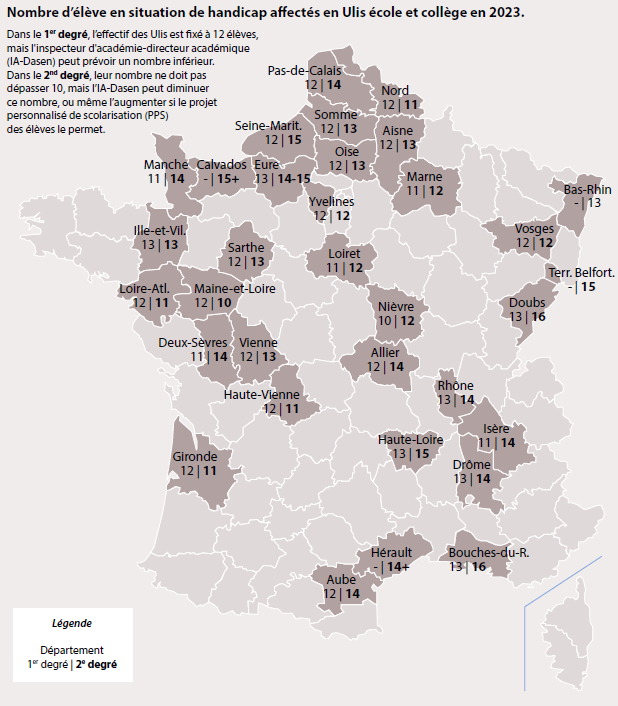 Nombre d'élèves handicapés affectés en surcharge dans les Ulis école et collège en 2023